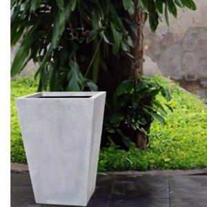 Polystone Contemporary Square Vase - Pebble Grey